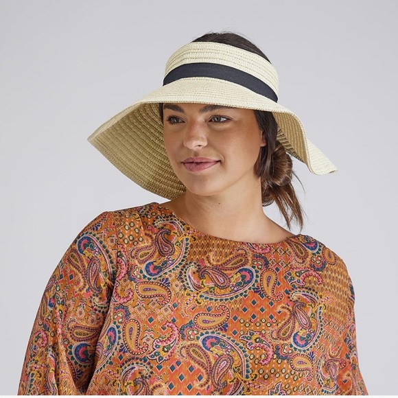 Jessica Simpson Packable Straw Visor Hat - Picture 2 of 7